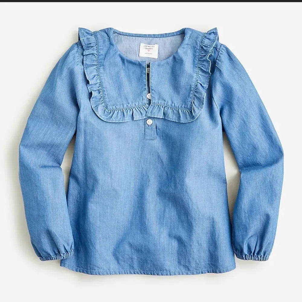 J. Crew Kids Blue Ruffle Blouse